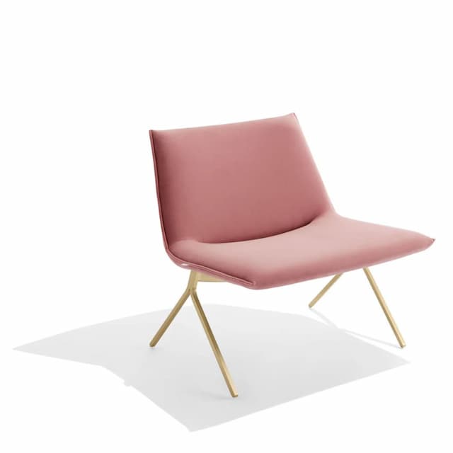Meredith Lounge Chair - Dusty Rose Velvet with Brass Base