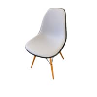 Vitra Eames Plastic Side Chair – Upholstered Seat, Wooden Legs (Used)