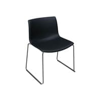 Catifa 46 Used Stack Chair, White and Black Satin PU Leather