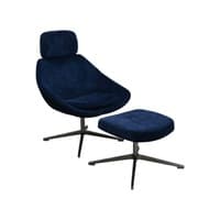 Allermuir Open Used Guest Chair w Headrest and Ottoman, Navy Blue