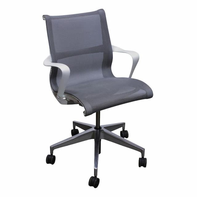 Herman Miller Setu Mesh Chair w Aluminum Base, Gray and White
