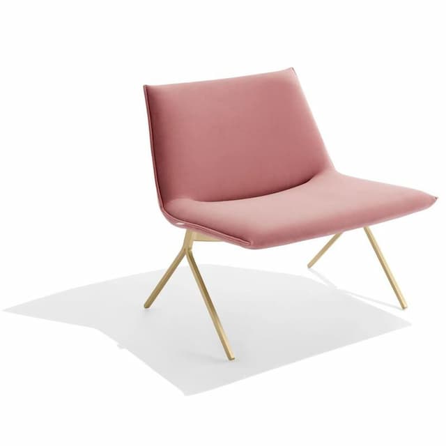 Meredith Lounge Chair - Dusty Rose Velvet with Brass Base