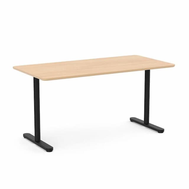 Raise Fixed Height Desk, 60x30" - Natural Oak top Black Base