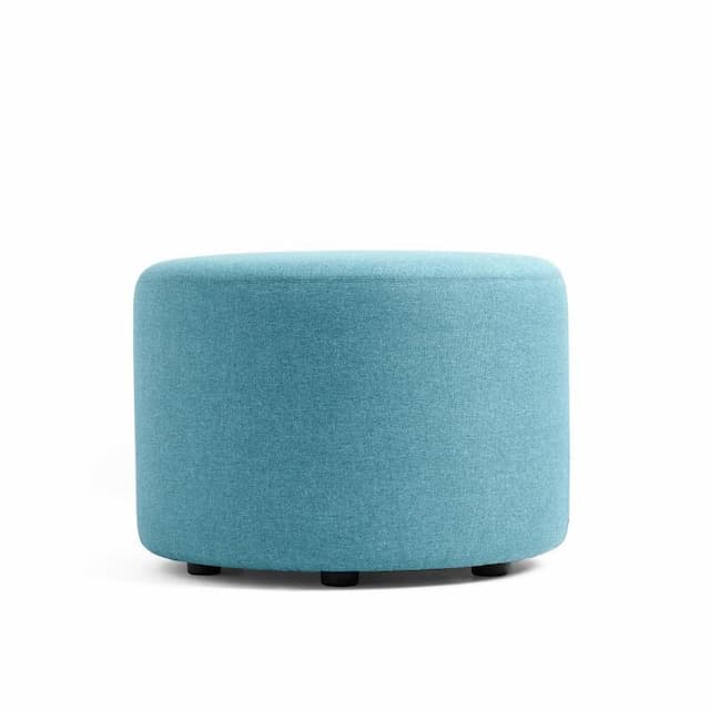 Block Party Round Ottoman, 24"D, Blue