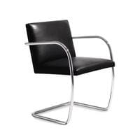 Knoll Brno Conference Chair – Black Leather with Chrome Frame (Used)