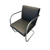 Knoll Brno Conference Chair – Black Leather with Chrome Frame (Used)