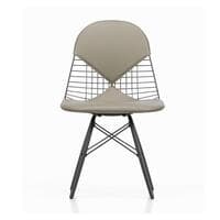 Eames wire chair upholstered in grey leather