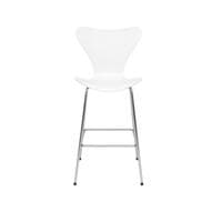 Fritz Hansen counter height white chair on polished aluminium base