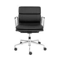 Eames soft pad meeting chair upholstered in dark grey leather