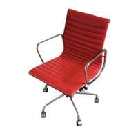 Eames meeting room chair upholstered in red leather