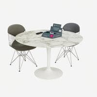 Round table with marble top, diameter: 910mm, Knoll Tuilp table, marble top arabsacro finish