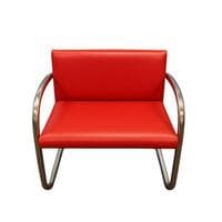 Knoll Brno polished aluminium cantilever visitor/meeting chair upholstered in red leather
