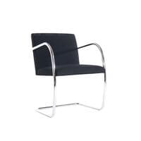 Knoll Brno polished aluminium cantilever visitor/meeting chair upholstered in black fabric