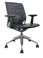 Vitra Meda Conference Chair (Black Mesh/Black  Leatherette)
