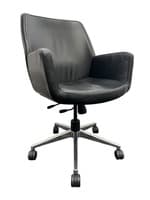 Steelcase Bindu Black Leather Mid-Back Conference Chair (Black/Chrome)