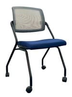 Global Spritz Flip Seat Nesting Chair with Armless & Casters (Water Pacific/Black)