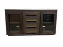 Restoration Hardware Machinto Glass Sideboard with Drawers (Brown Oak/Burnished Brass)