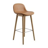Muuto Fiber Bar Height Stool Base with Backrest (Cognac/Oak)