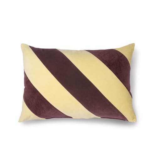Striped Purple and Yellow Velvet Lumbar Pillow with Insert