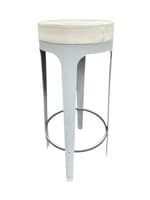 Bar height White Leather Stools (White/Silver)