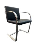 Classic Midcentury Brno Flat Bar Chairs by Mies van der Rohe for Gordon International (Black Leather/Chrome)