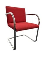 Classic Midcentury Brno Tubular Chairs by Mies van der Rohe for Gordon International (Red/Chrome)
