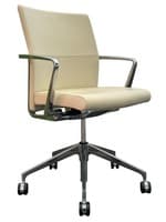 Stylex Sava Mid Back Conference Chair (Cream Leather/Chrome)