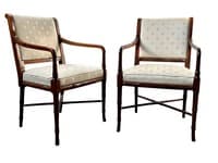 Pair of Hickory Chair Solid Faux Bamboo Frame Arm Chair