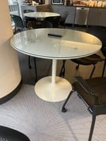 40" Round Glass Top Cafe Table (White)