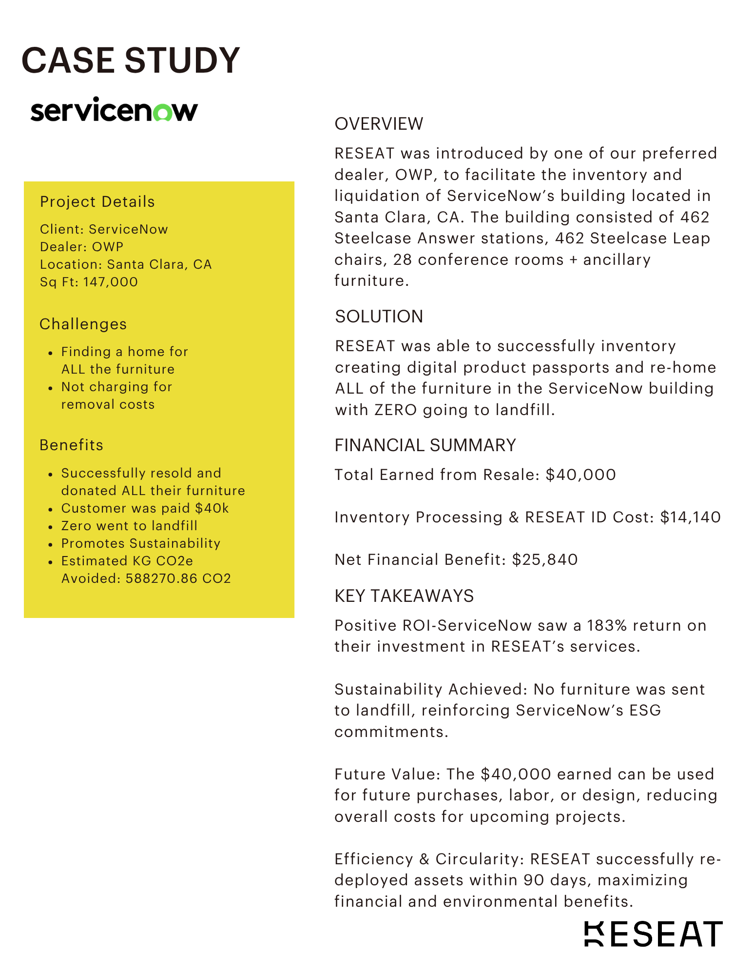 ServiceNow case study one-pager